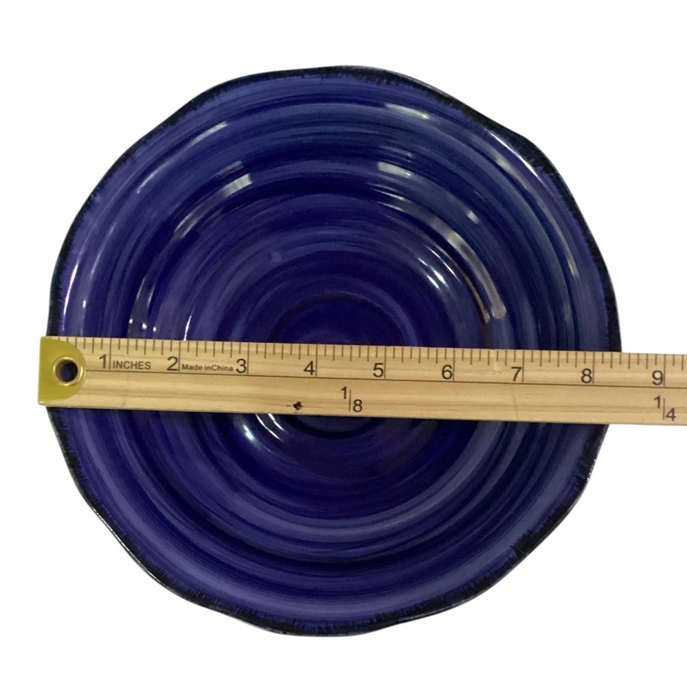 Royal Norfolk Blue Swirl Scalloped Rim Serving Bowl Salad Dishware - Picture 2 of 5